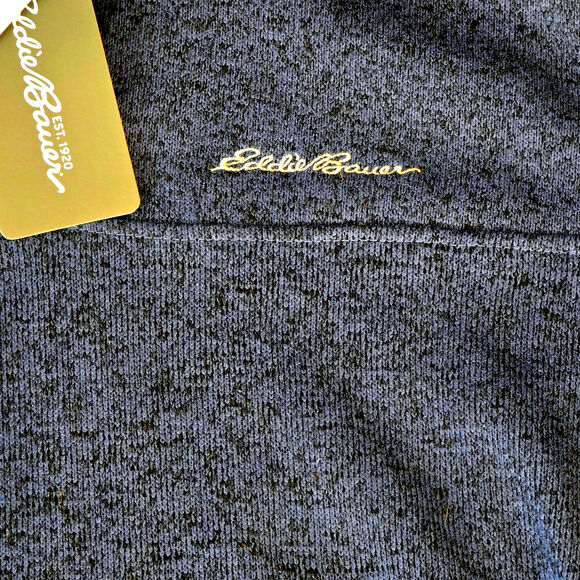 NWT, Eddie Bauer 1/4 Snap Sweater Blue, Size Large - Picture 2 of 5